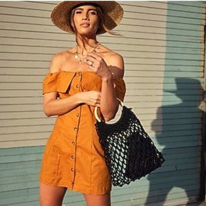 Express Rocky Barnes Medium Burnt Orange Dress